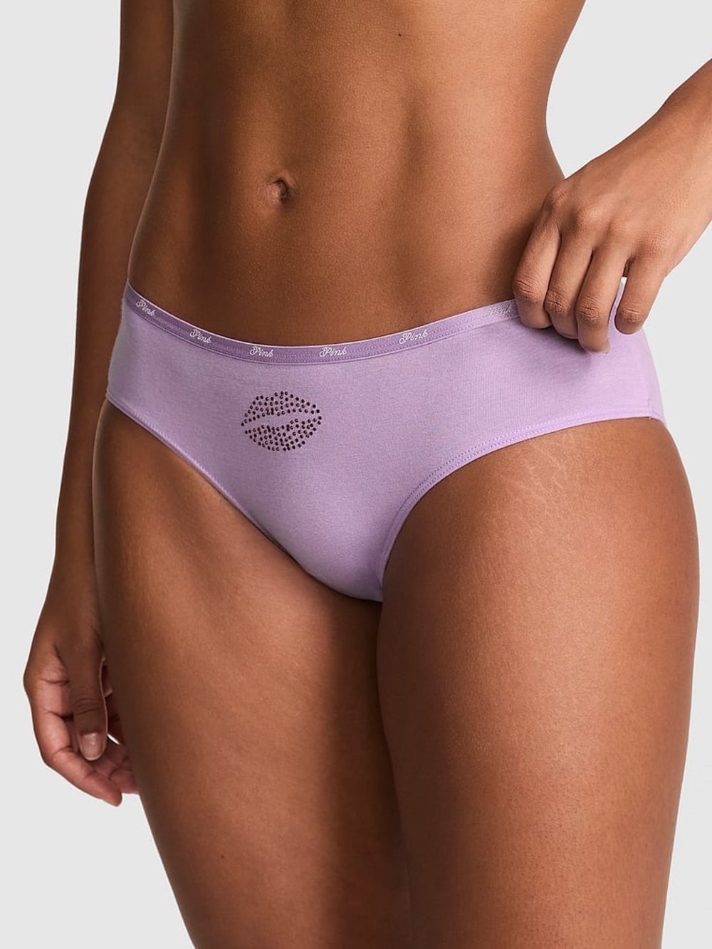 NWT PINK Victoria's Secret Logo Cotton Hiphugger Panty.
